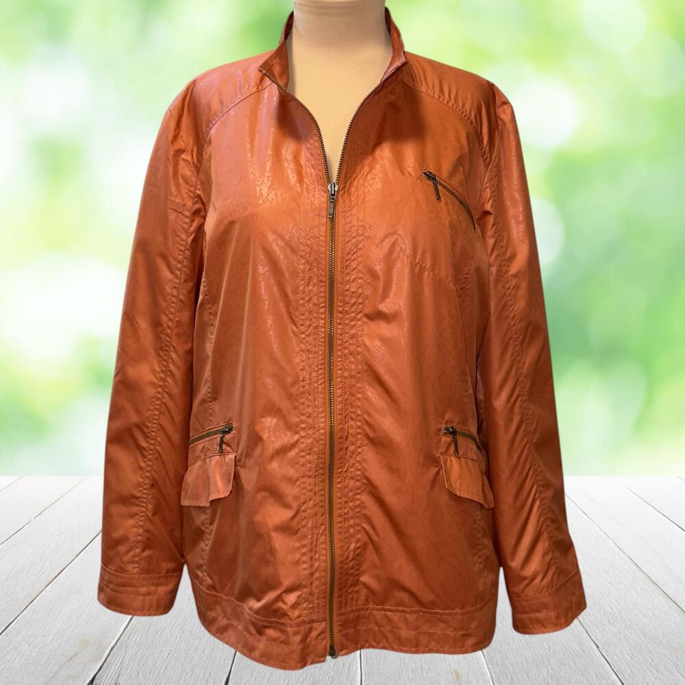 CHICOS Zenergy Lightweight Jacket Tonal Animal Print Windbreaker Size 3 (XL)